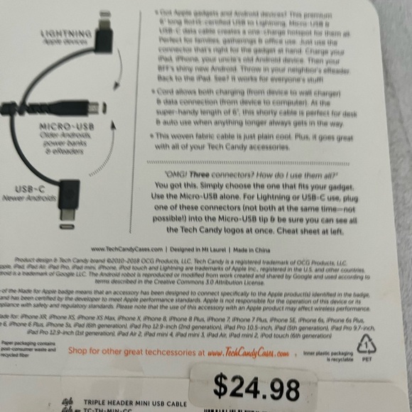TechCandy Triple Header USB Cable - Picture 5 of 6